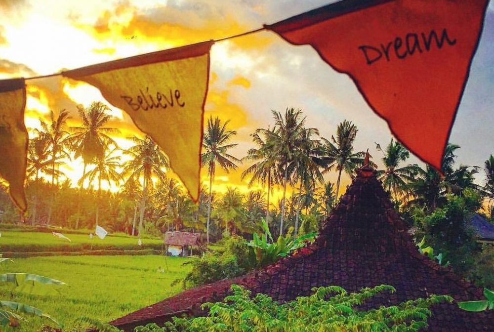 Flags with inspiring words, Bali