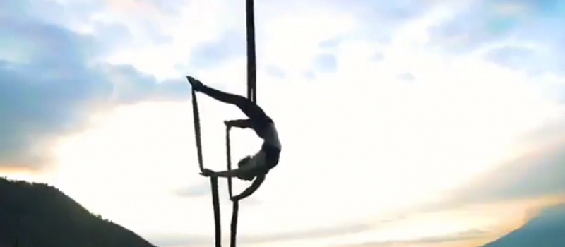 Adrianna performing aerial silks Adrianna performing aerial silks